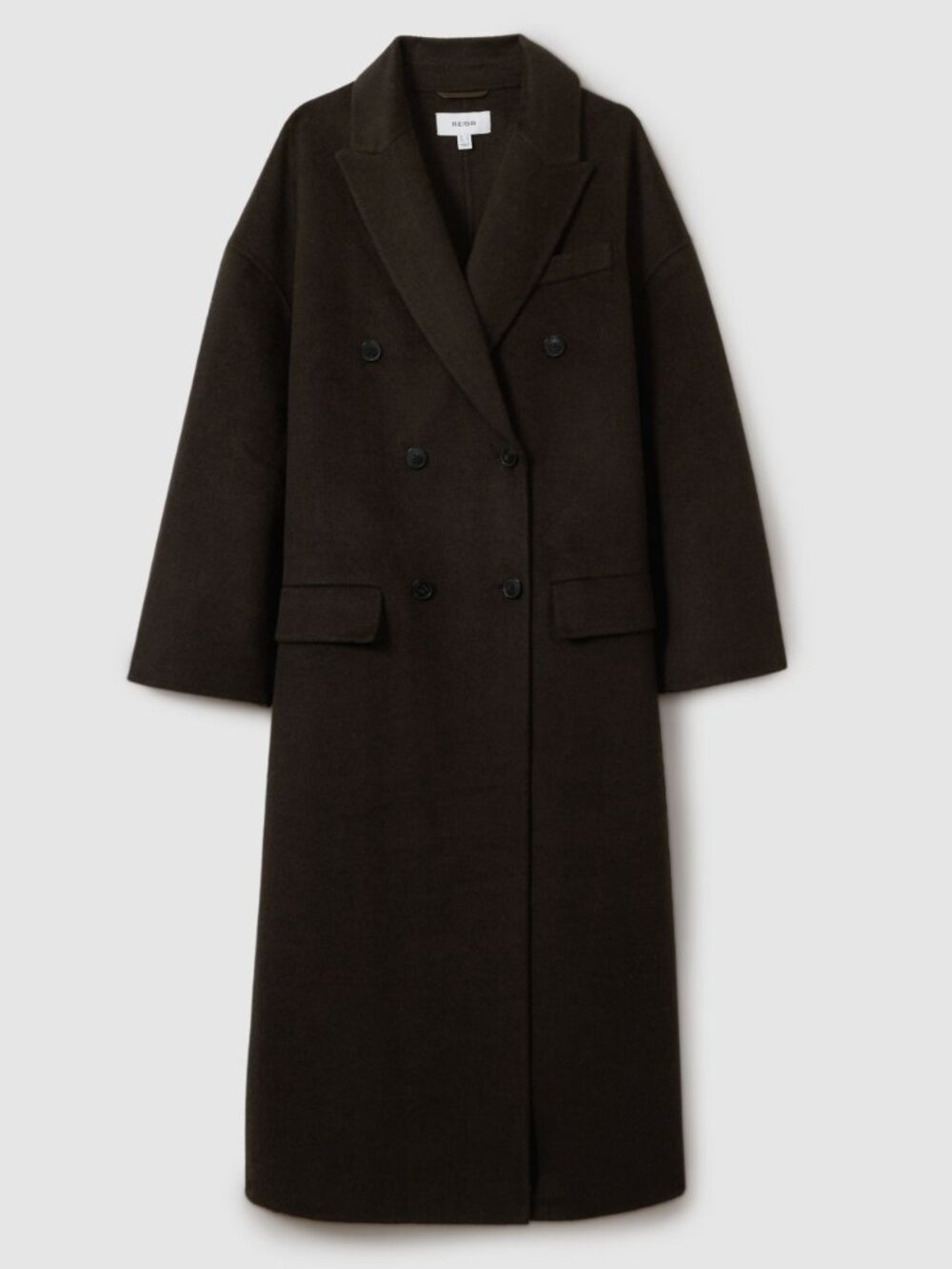 Reiss Lara Double Breasted Coat - US 8 - Chocolate Brown